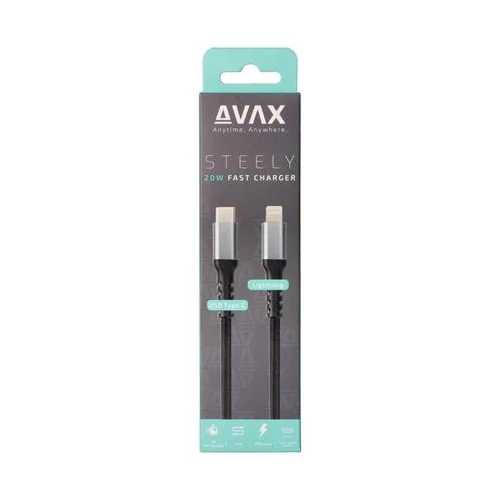 Töltőkábel, USB-C - USB-C, 27W, 1 m, AVAX "CB316 Glowy", fehér