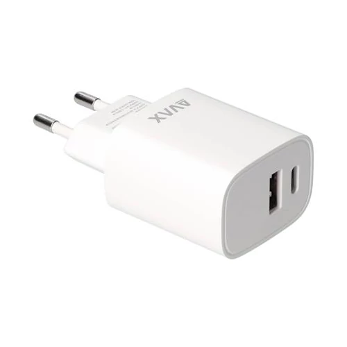 Hálózati töltő, USB-A + USB-C, 20W, AVAX "CH320 Speedy", fehér