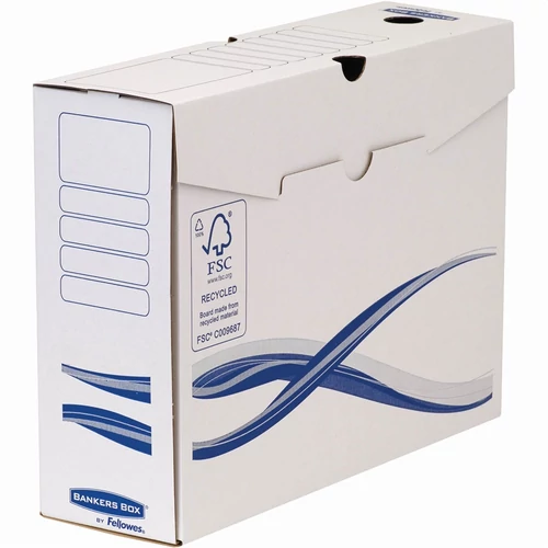Archiválódoboz, A4+, 100mm, FELLOWES "Bankers Box Basic", kék-fehér, 10db/cs