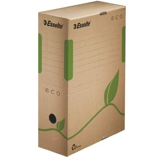Archiválódoboz, A4, 100 mm, újrahasznosított karton, ESSELTE "Eco", barna