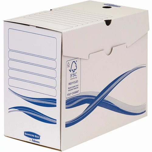 Archiválódoboz, A4, 150mm, FELLOWES "Bankers Box Basic", kék-fehér, 25db/cs