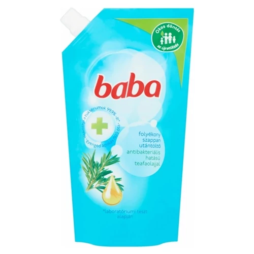 Folyékony szappan utántöltő, 0,5 l, BABA, teafaolajjal