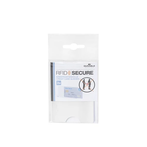 Bankkártyatartó, 1db-os, RFID védelemmel, DURABLE, áttetsző, 3db/cs
