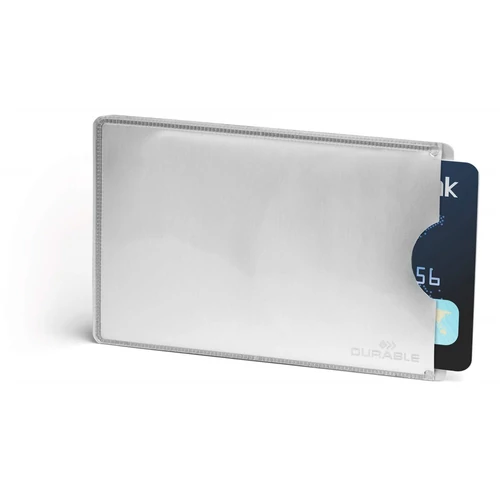 Bankkártyatartó, 1db-os, RFID védelemmel, DURABLE, ezüst, 10db/cs