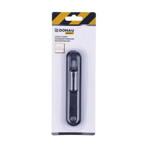 Univerzális kés, cserélhető pengével, 18 mm, DONAU "Safety", fekete