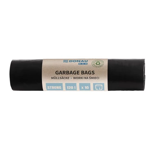 Szemeteszsák, extra erős, 120 l, 10 db, 35 µ, DONAU "Eco", fekete