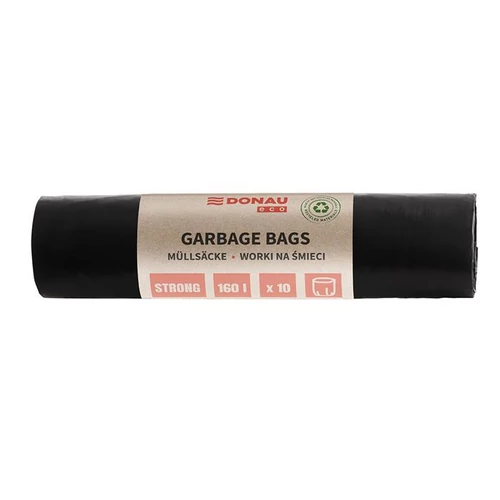 Szemeteszsák, extra erős, 160 l, 10 db, 70 µ, DONAU "Eco", fekete