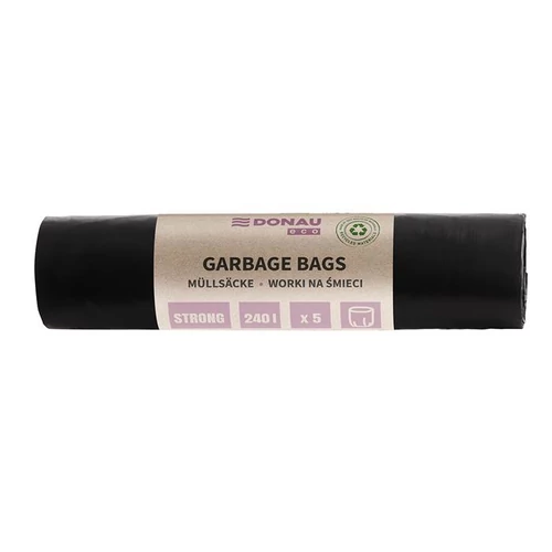 Szemeteszsák, extra erős, 240 l, 5 db, 70 µ, DONAU "Eco", fekete
