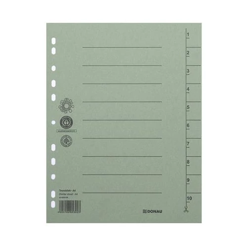 Regiszter, karton, A4, DONAU, zöld, 100db/cs