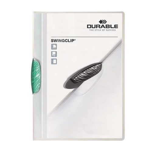 Gyorsfűző, klipes, A4, DURABLE "Swingclip® 30", sötétzöld