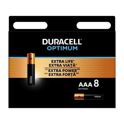 Elem, AAA mikro, 8 db, DURACELL "Optimum"