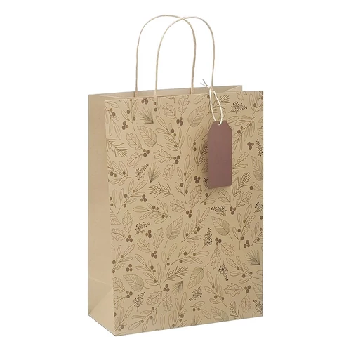 Dísztasak CREATIVE ECO Delucm x Plus cm x L 32cm x 44cm x 11 cm kraft fóliás levél mintás sodort füles