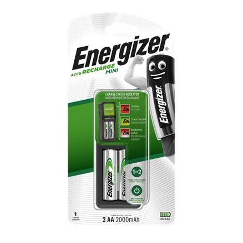 Elemtöltő, AA ceruza/AAA mikro, 2x2000mAh, ENERGIZER "Mini"