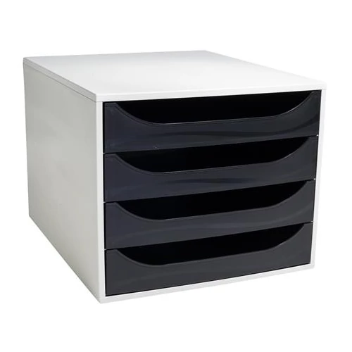 Irattároló, műanyag, 4 fiókos, EXACOMPTA "Ecobox Office", szürke-fekete