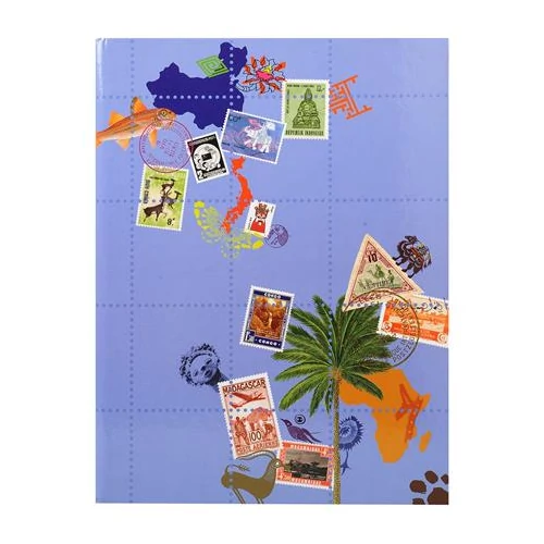 Album, bélyeggyűjtő, 22,5x30,5 cm, 8 lap, EXACOMPTA "Globe Trotter", vegyes színek
