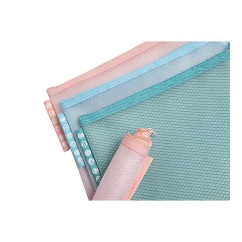 Rendszerező tasak, cipzáras, hálós, A5, EXACOMPTA "Chromaline Pastel", vegyes színek