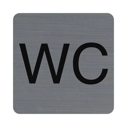 Információs tábla, öntapadó, 7,5x7,5 cm, alumíniumhatású, EXACOMPTA, "WC"