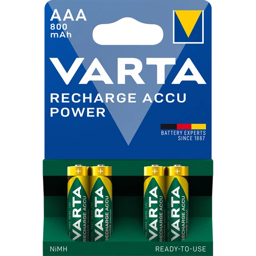 Tölthető elem, AAA mikro, 4x800 mAh, előtöltött, VARTA "Power"