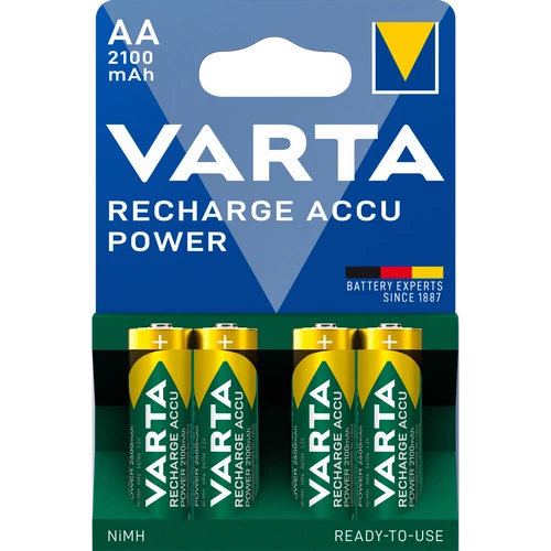 Tölthető elem, AA ceruza, 4x2100 mAh, előtöltött, VARTA "Power"