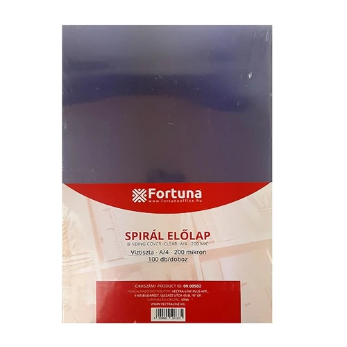 Előlap FORTUNA A4 víztiszta 200 mikron 100/dob