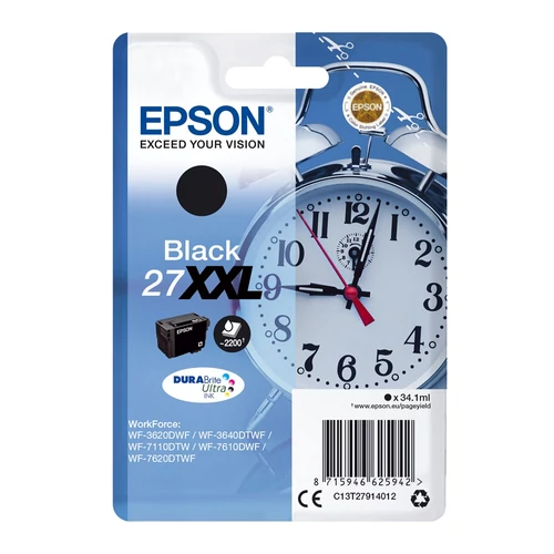 Epson C13T27914012 T2791 27XXL fekete tintapatron 34,1ml (eredeti)