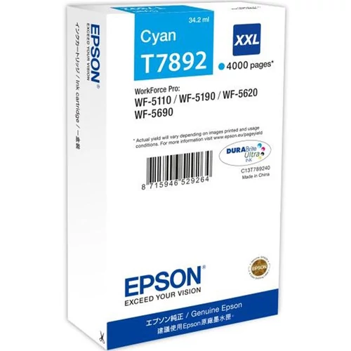 Epson C13T789240 T7892 cián tintapatron 4K (eredeti)