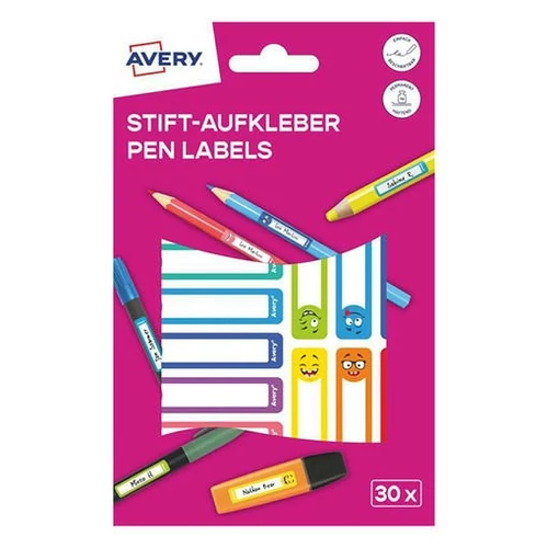 Etikett AVERY 50 mm x 10 mm tollcímke színes vicces 30 címke/csomag 2 íves
