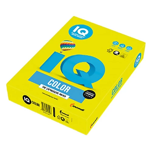 Másolópapír, színes, A4, 80g. IQ 500ív/csomag, neon sárga