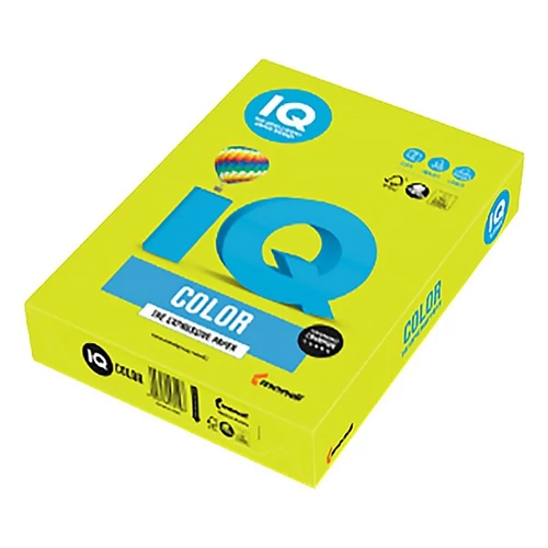 Másolópapír, színes, A4, 80g. IQ 500ív/csomag, neon zöld