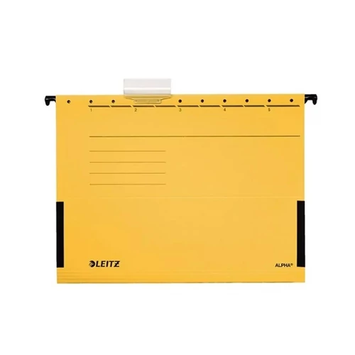 Függőmappa, oldalvédelemmel, karton, A4, LEITZ "Alpha", sárga, 25db/cs