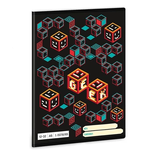 Füzet ARS UNA A5 32 lapos vonalas 12-32 III. osztályos Geek