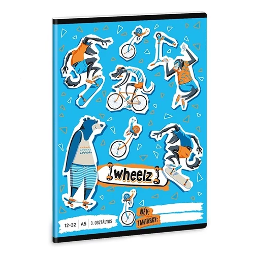 Füzet ARS UNA A5 32 lapos vonalas 12-32 III. osztályos Wheelz