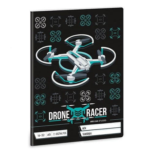 Füzet ARS UNA A5 32 lapos vonalas 16-32 II. osztályos Drone Racer