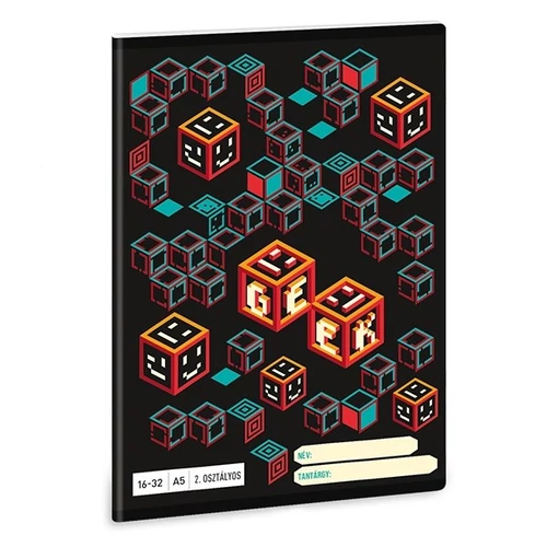 Füzet ARS UNA A5 32 lapos vonalas 16-32 II. osztályos Geek