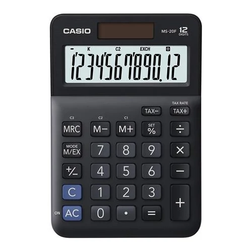 Számológép, asztali, 12 számjegy, CASIO "MS-20 F", fekete