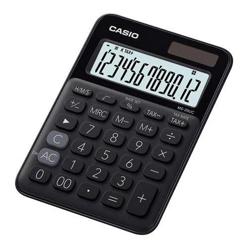 Számológép, asztali, 12 számjegy, CASIO "MS 20UC", fekete