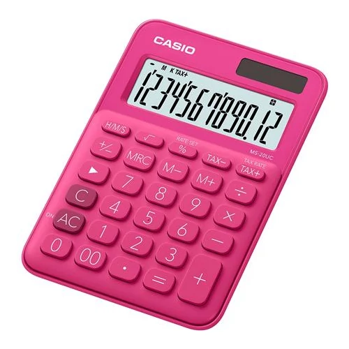 Számológép, asztali, 12 számjegy, CASIO, "MS 20 UC", magenta