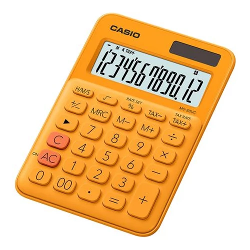 Számológép, asztali, 12 számjegy, CASIO, "MS 20 UC", narancssárga