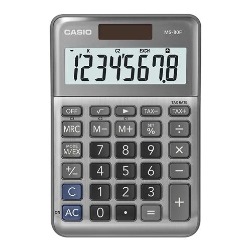 Számológép, asztali, 8 számjegy, CASIO "MS-80 F", szürke