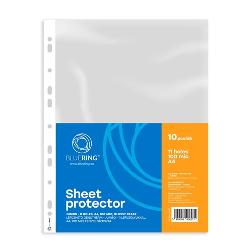 Genotherm lefűzhető, A4, 100 micron jumbo Bluering 10 db/csomag,
