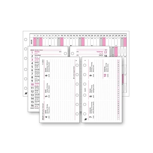 Kalendárium betét, tervező, heti, "S", SATURNUS, fehér 2023