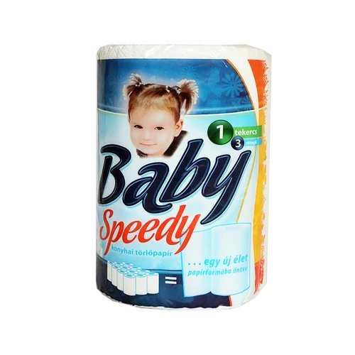 Háztartási papírtörlő 3 rétegű, 100 lapos, egyesével csomagolt, Baby Speedy
