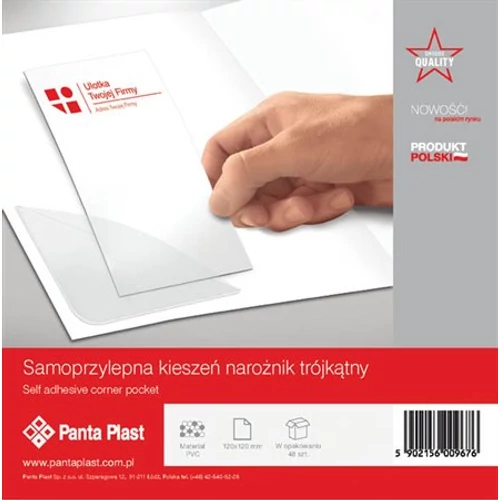 Sarokzseb, 120x120mm, öntapadó, PANTA PLAST, 48db/cs