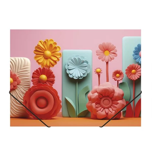 Gumis mappa, 15 mm, PP, A4, PANTA PLAST, "Modern Flowers"