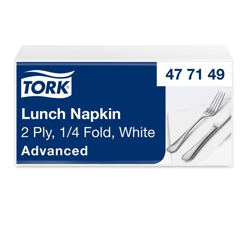 Szalvéta, 1/4 hajtogatott, 2 rétegű, 32,5x32,8 cm, Advanced, TORK "Lunch", fehér