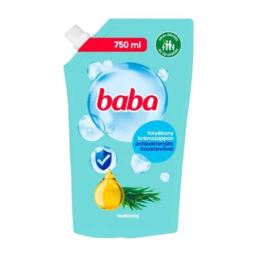 Folyékony szappan utántöltő BABA antibakteriális összetevővel teafaolaj 750ml