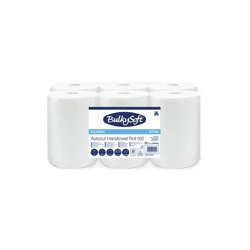 Kéztörlő, tekercses, 15,5 cm átmérő, 2 rétegű, BULKYSOFT "Universal System", hófehér