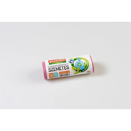 Szemeteszsák, újrahasznosított, 30 l, 15 db, 50x60 cm, 12 µ, MAZZINI, pink