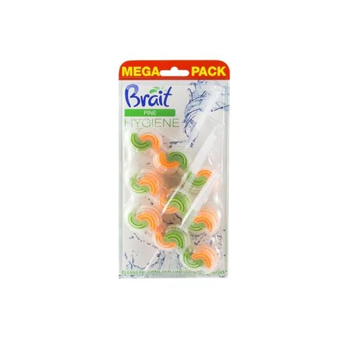 WC tisztító blokk, 2 fázisú, 3x45 g, "Brait Hygiene and fresh", fenyő