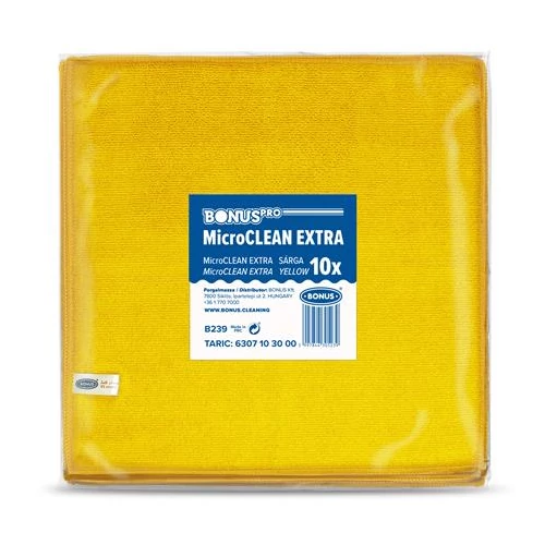 Törlőkendő, univerzális, 10 db, 40x40 cm, BONUS "MicroCLEAN Extra", sárga